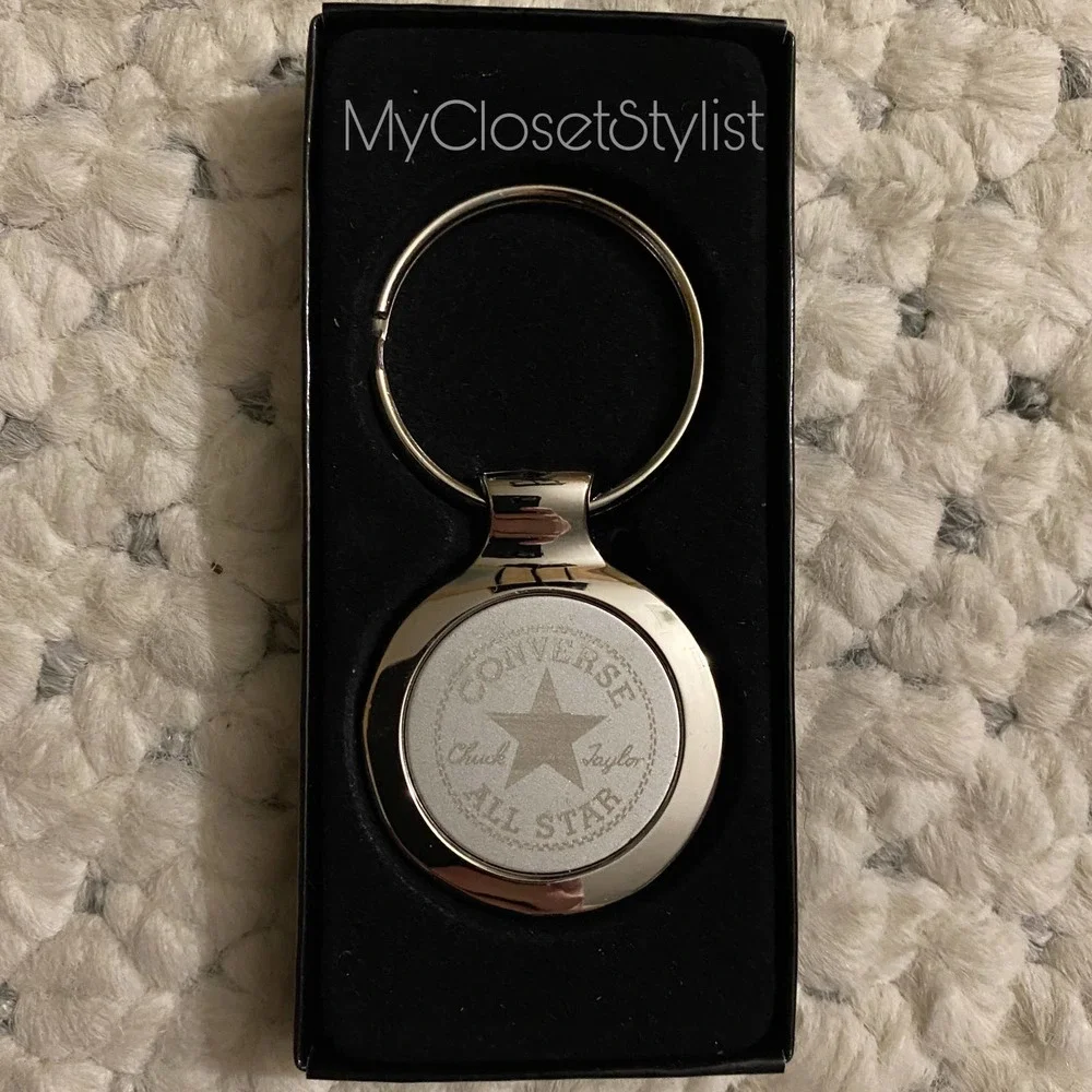 CONVERSE All Star Chrome Silver Metal Fob Keychain NEW IN BOX - Picture 2 of 5